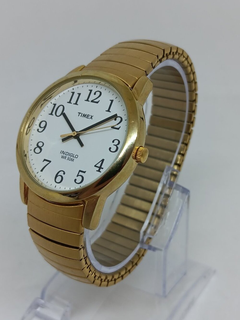 Timex Indiglo L9 Unisex 35mm Gold Tone Easy Reader Date Flex Band Watch NEW BATT